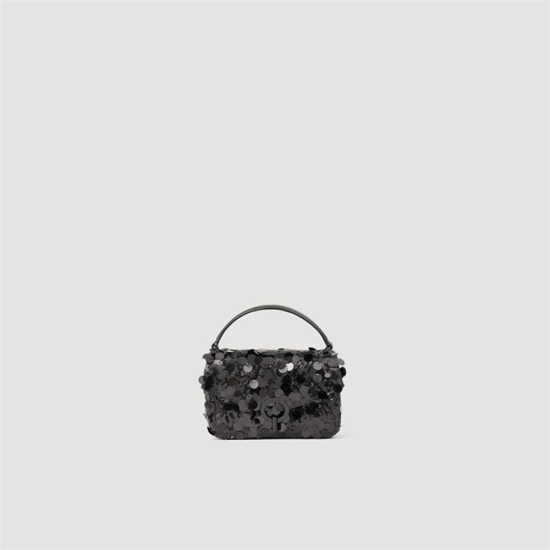 Sandro Mini Yza sequins bag Black | SN-SDO64869