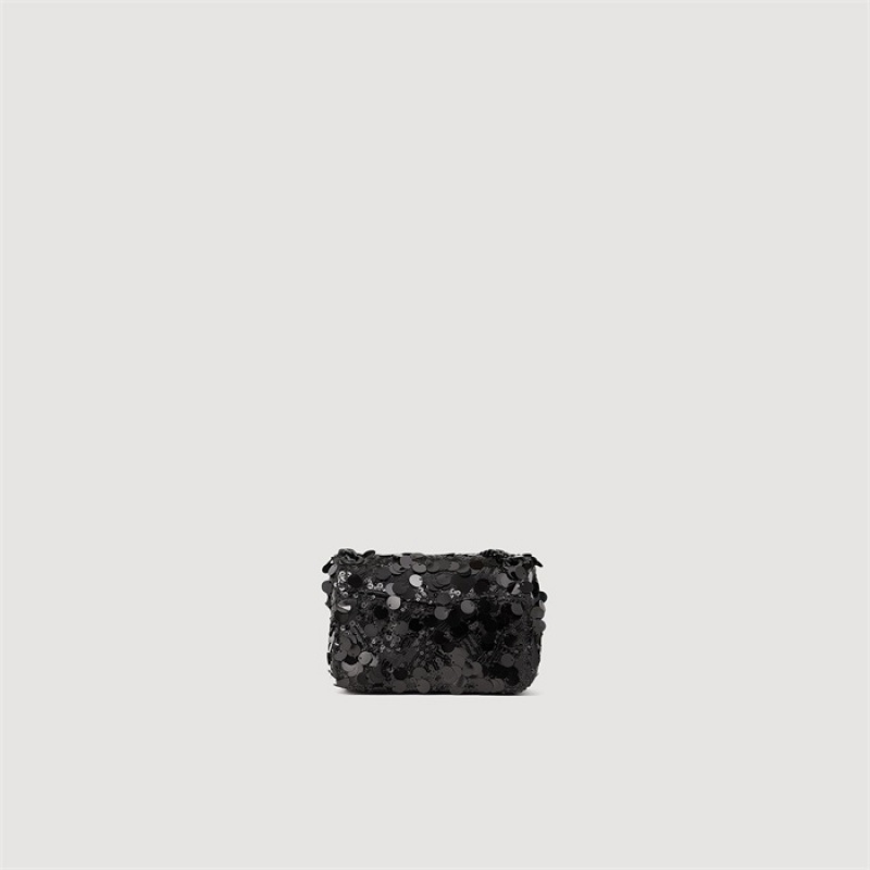 Sandro Mini Yza sequins bag Black | SN-SDO64869