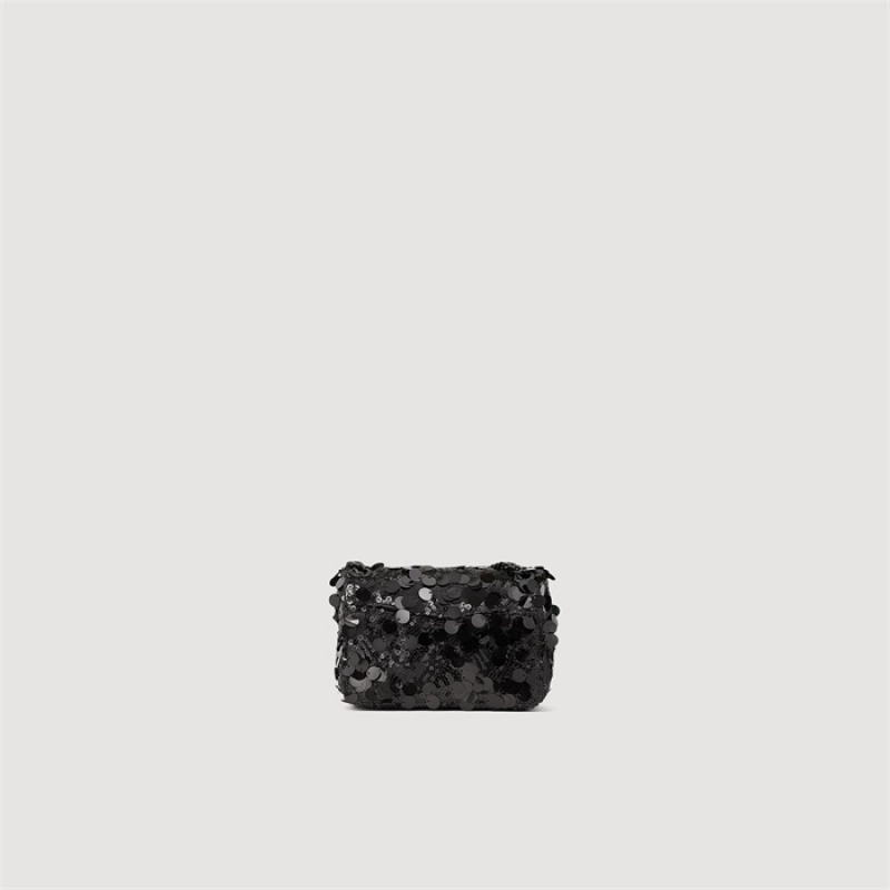 Sandro Mini Yza sequins bag Black | SN-SDO64896