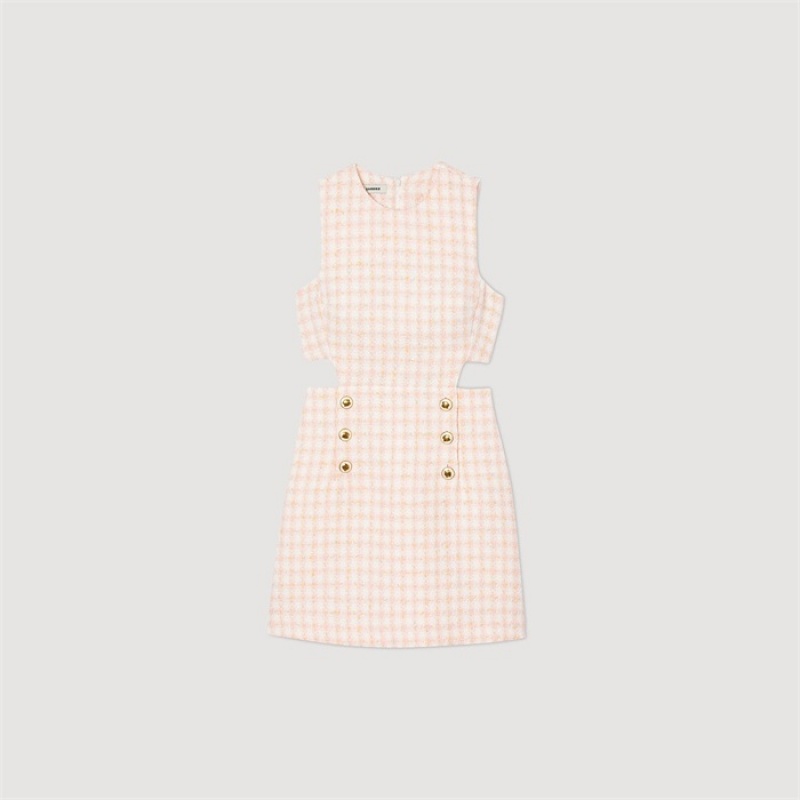 Sandro Openwork tweed dress Light Pink | SN-SDO64273