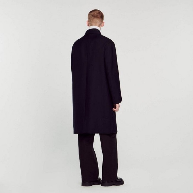 Sandro Overcoat Navy Blue | SN-SDO65187