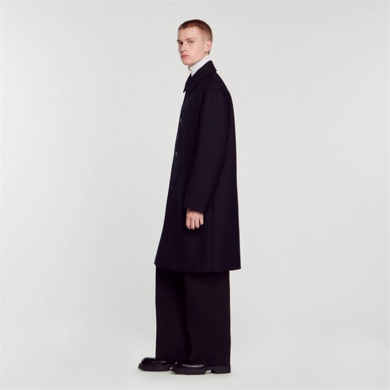 Sandro Overcoat Navy Blue | SN-SDO65187