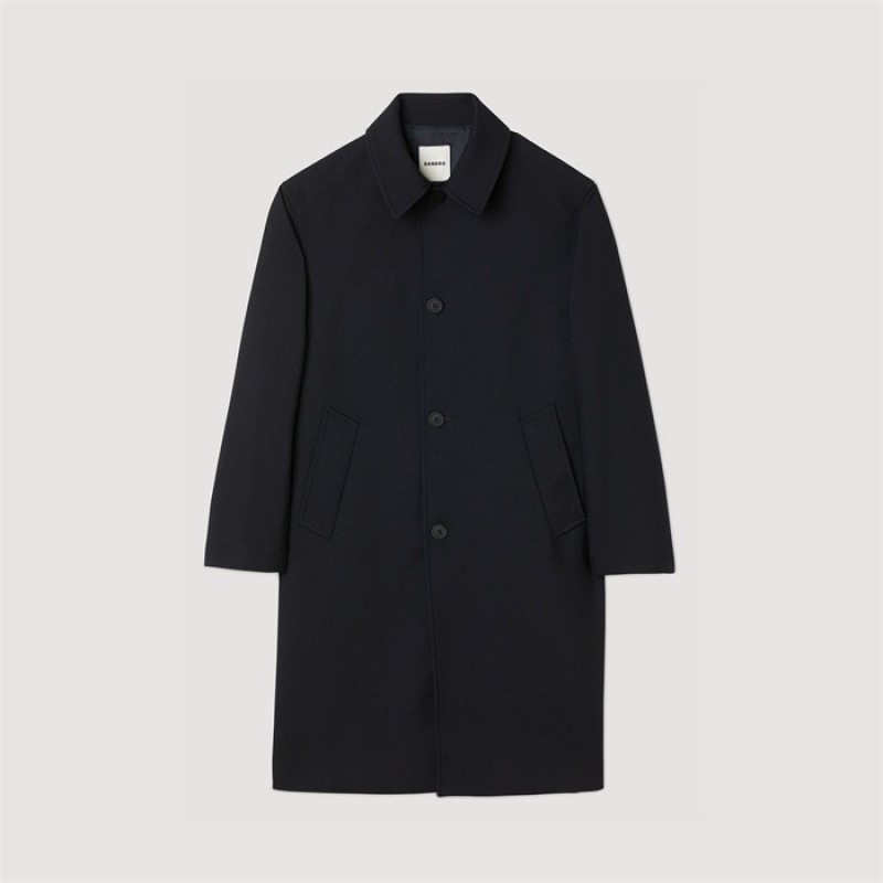 Sandro Overcoat Navy Blue | SN-SDO65187