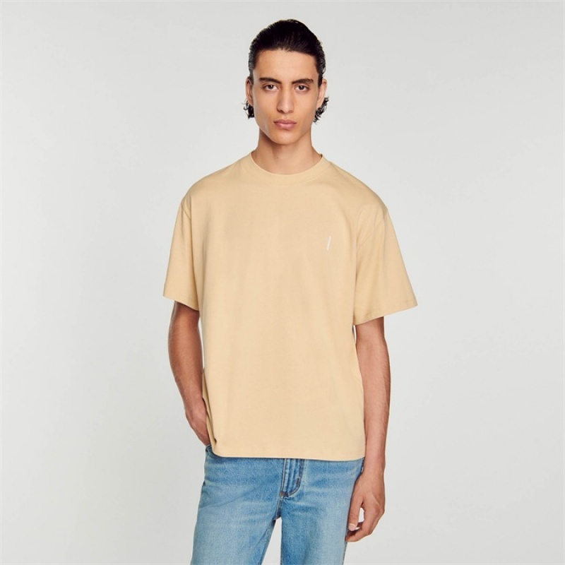 Sandro Oversized T-shirt Beige | SN-SDO65098