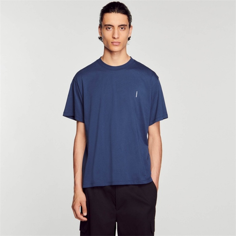 Sandro Oversized T-shirt Blue | SN-SDO65097