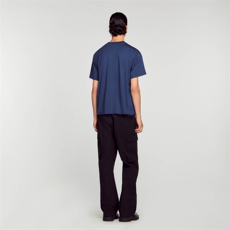 Sandro Oversized T-shirt Blue | SN-SDO65097