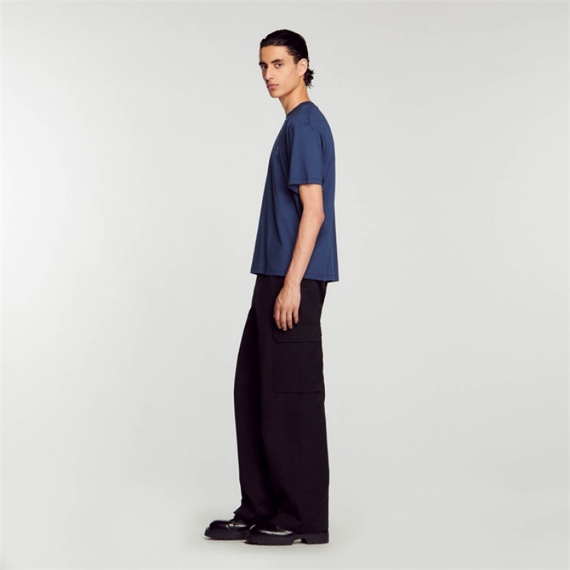 Sandro Oversized T-shirt Blue | SN-SDO65097