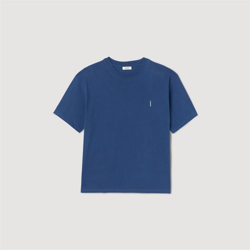 Sandro Oversized T-shirt Blue | SN-SDO65097