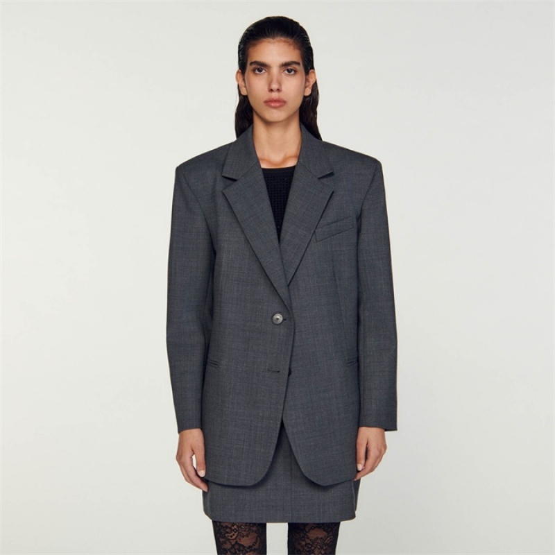 Sandro Oversized blazer Charcoal Grey | SN-SDO64431