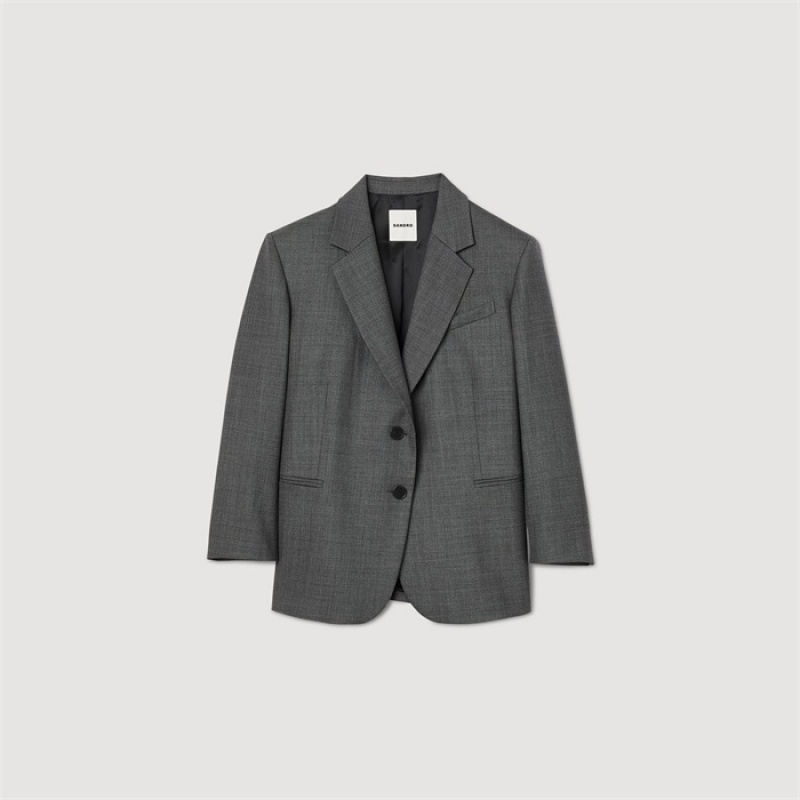 Sandro Oversized blazer Charcoal Grey | SN-SDO64431