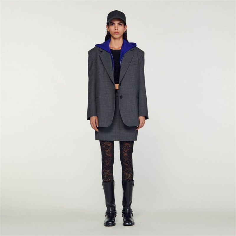 Sandro Oversized blazer Charcoal Grey | SN-SDO64431