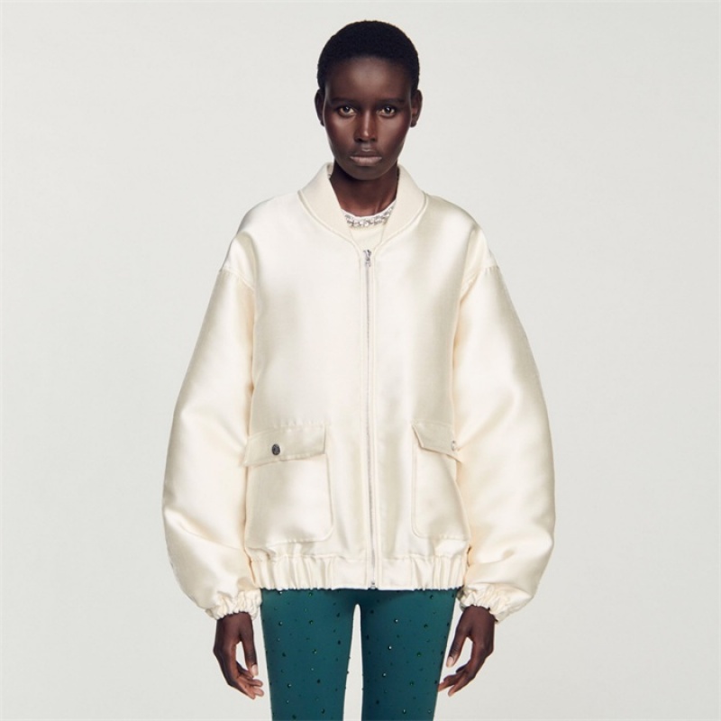 Sandro Oversized bomber jacket Beige | SN-SDO64451