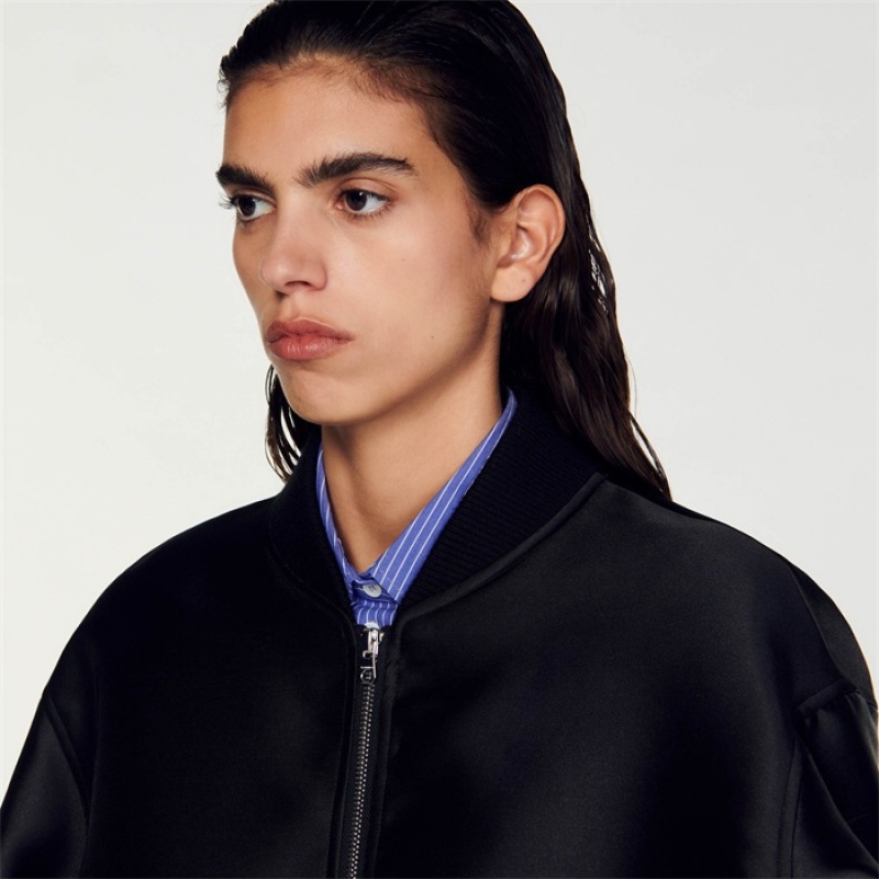 Sandro Oversized bomber jacket Black | SN-SDO64450