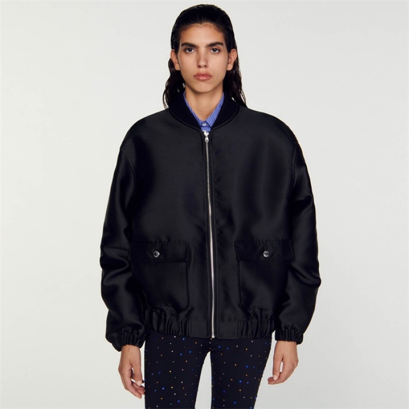 Sandro Oversized bomber jacket Black | SN-SDO64450