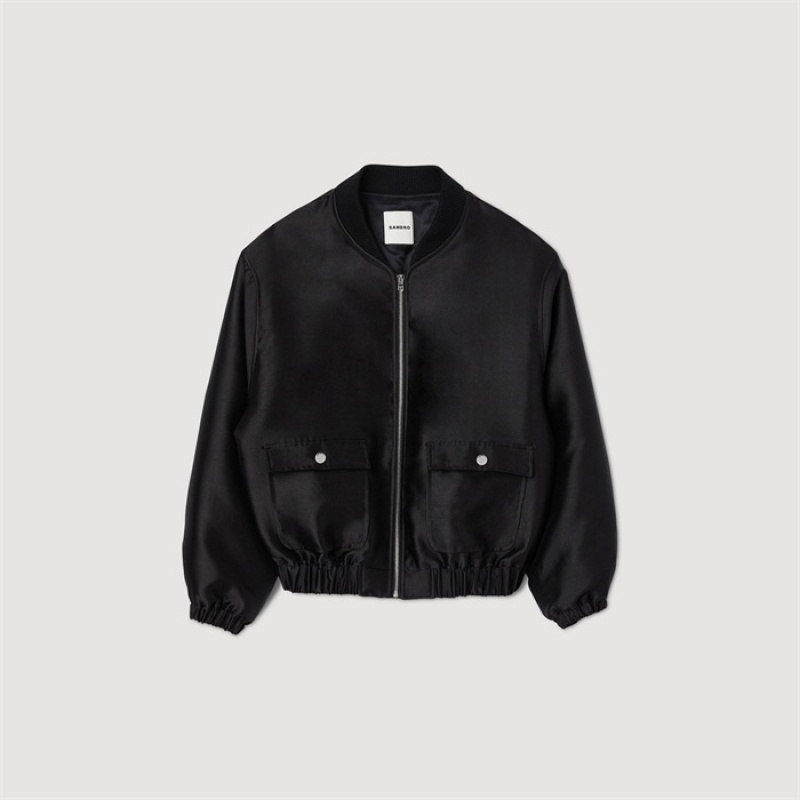 Sandro Oversized bomber jacket Black | SN-SDO64450