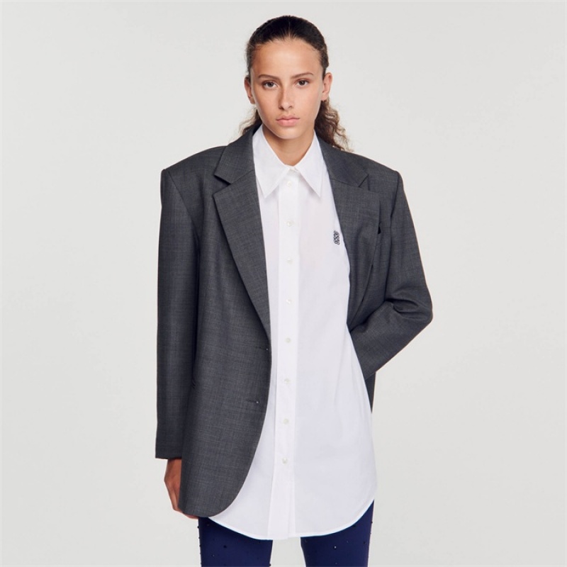 Sandro Oversized cotton shirt White | SN-SDO64334