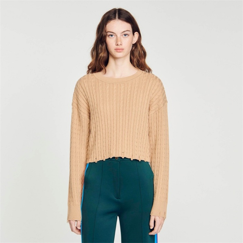 Sandro Oversized cropped sweater Beige | SN-SDO64562