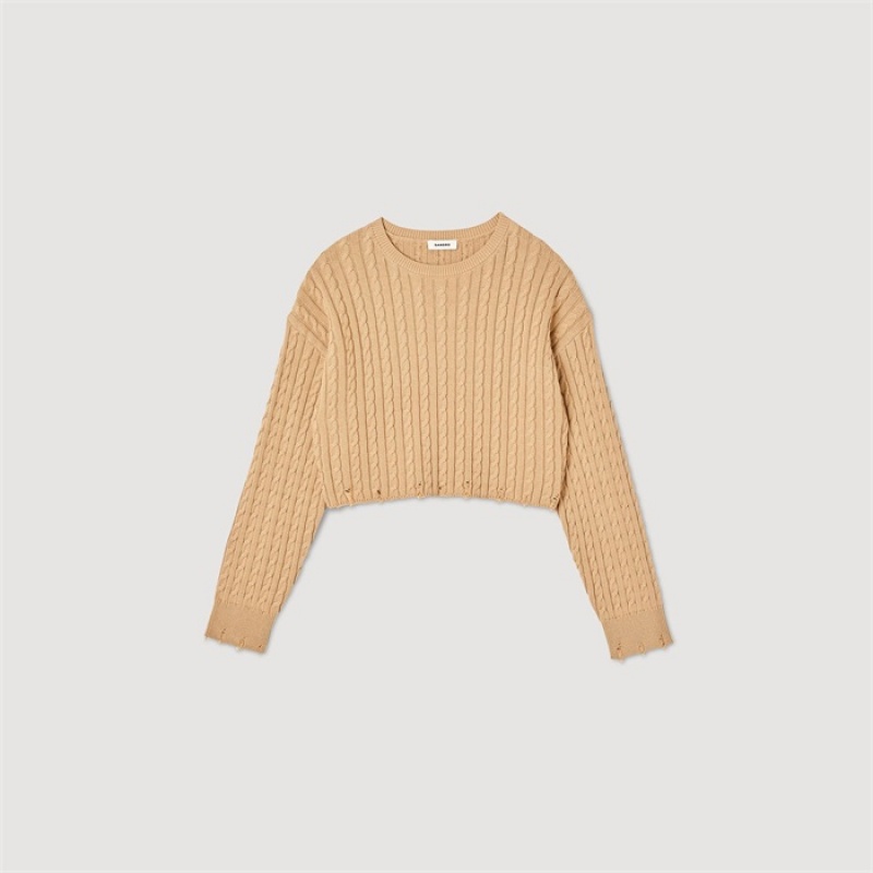 Sandro Oversized cropped sweater Beige | SN-SDO64562