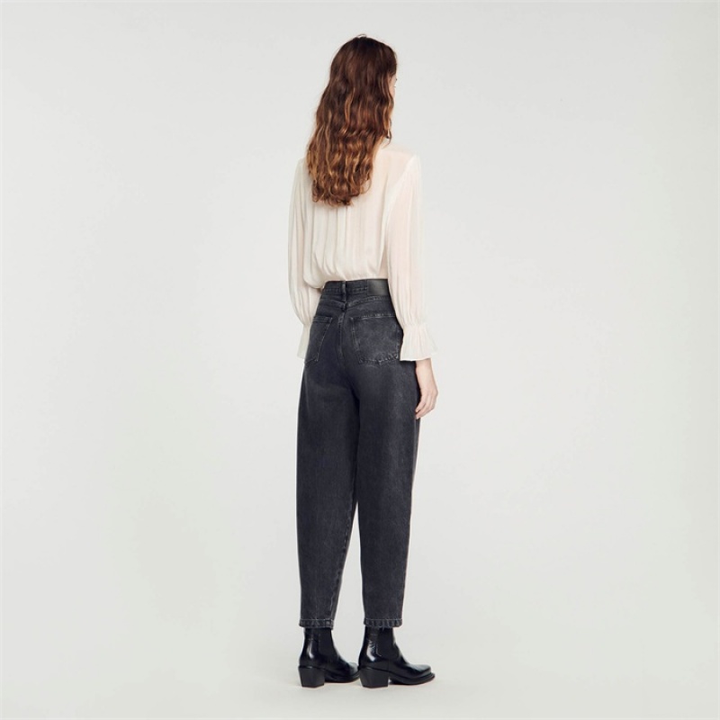 Sandro Oversized frayed jeans Black | SN-SDO64822