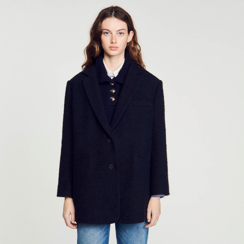 Sandro Oversized jacket Navy Blue | SN-SDO64528