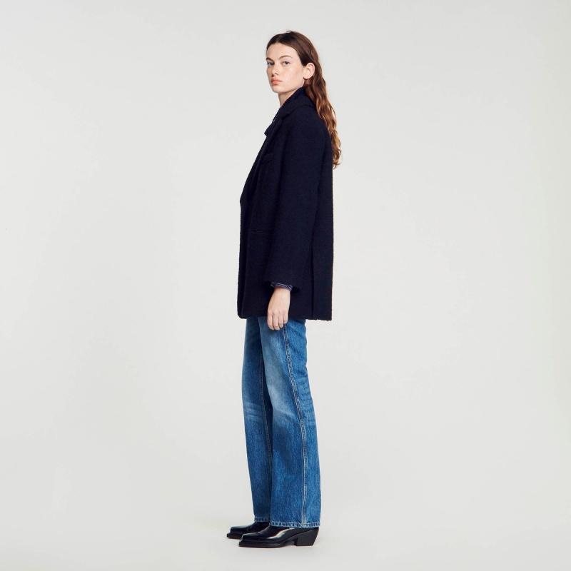 Sandro Oversized jacket Navy Blue | SN-SDO64528