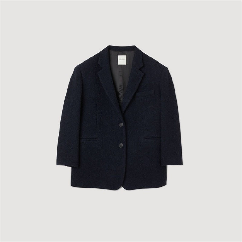 Sandro Oversized jacket Navy Blue | SN-SDO64528