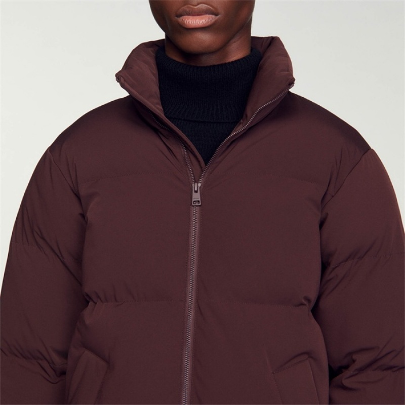 Sandro Oversized puffer jacket Black Brown | SN-SDO65195