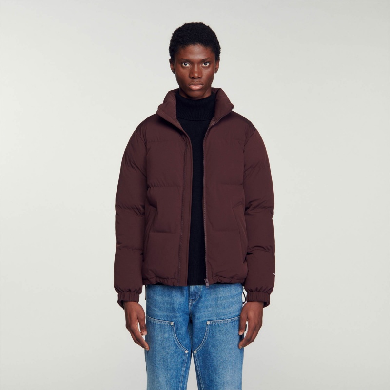 Sandro Oversized puffer jacket Black Brown | SN-SDO65195