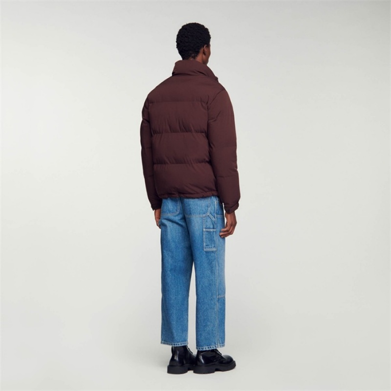 Sandro Oversized puffer jacket Black Brown | SN-SDO65195