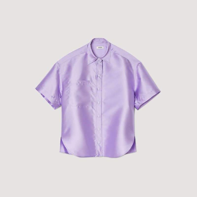 Sandro Oversized satin shirt Purple | SN-SDO64377