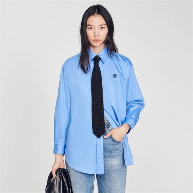 Sandro Oversized shirt Blue | SN-SDO64368