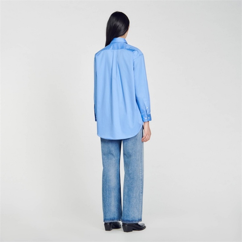 Sandro Oversized shirt Blue | SN-SDO64368