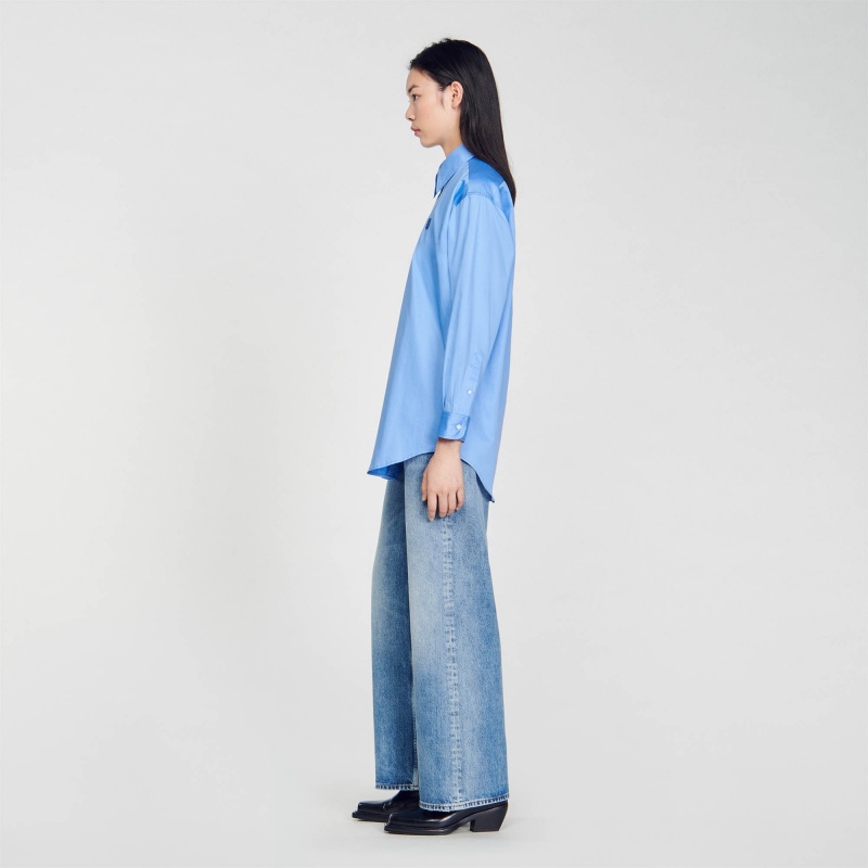 Sandro Oversized shirt Blue | SN-SDO64368