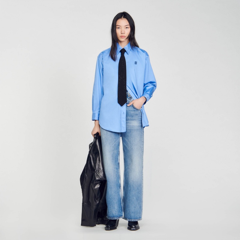 Sandro Oversized shirt Blue | SN-SDO64368