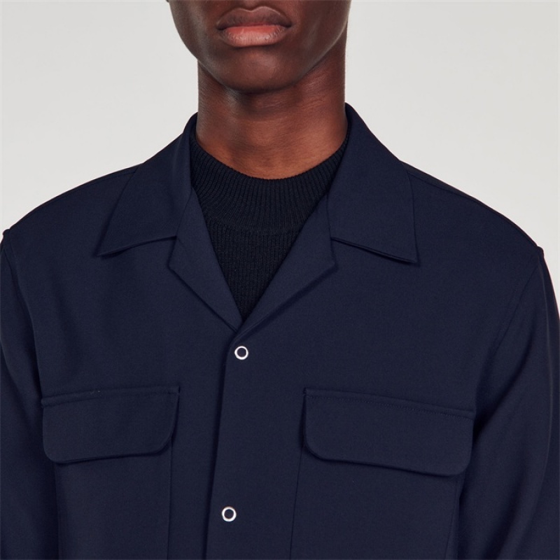 Sandro Oversized shirt Navy Blue | SN-SDO65051