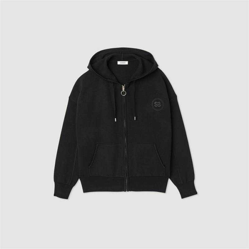 Sandro Oversized zip sweatshirt Black | SN-SDO64492