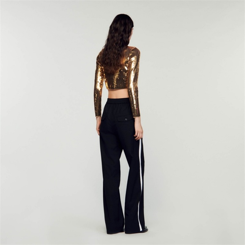 Sandro Pants with side stripes Black | SN-SDO64752