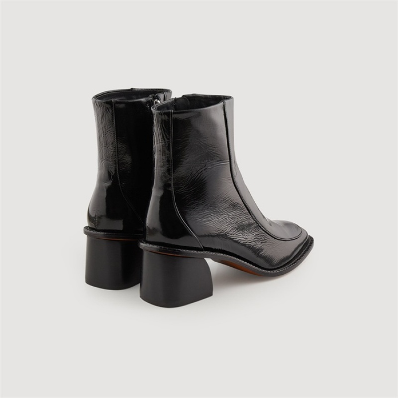 Sandro Patent leather boots with heel Black | SN-SDO64932