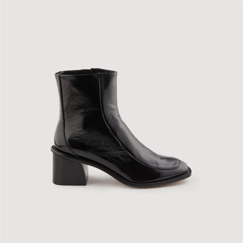 Sandro Patent leather boots with heel Black | SN-SDO64932