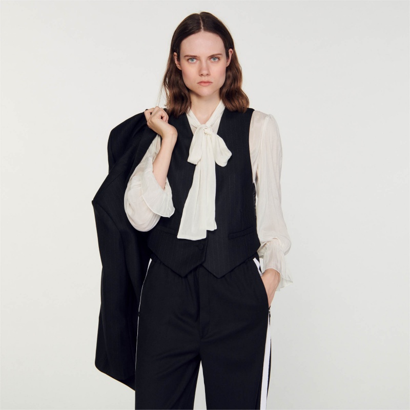 Sandro Pinstripe jacket Black / Grey | SN-SDO64457