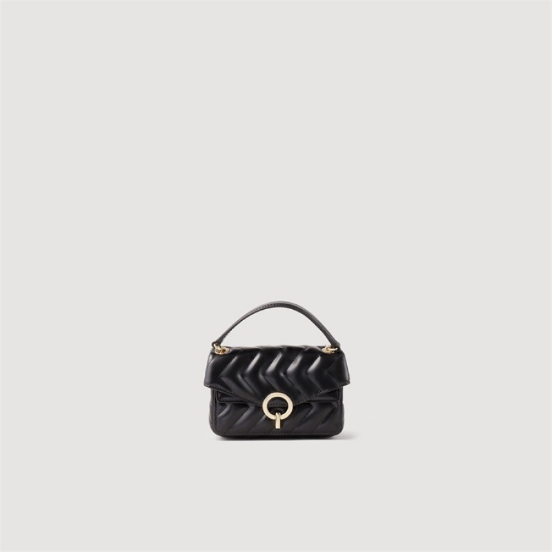 Sandro Plain leather Yza Mini Bag Black | SN-SDO64862