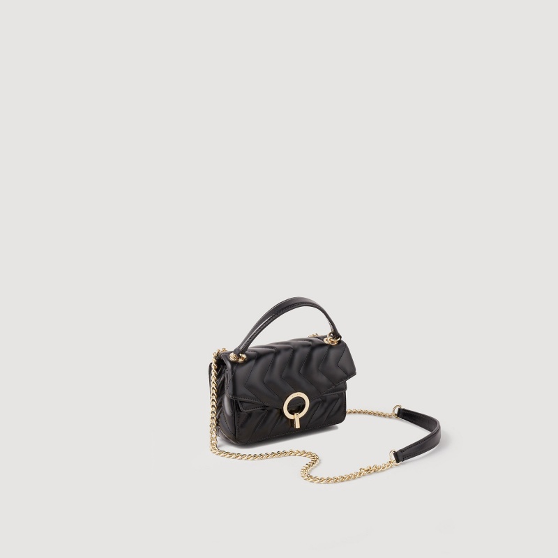 Sandro Plain leather Yza Mini Bag Black | SN-SDO64862