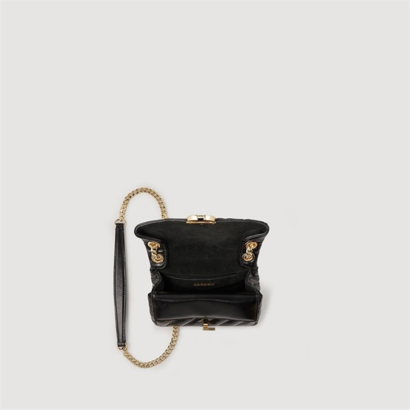 Sandro Plain leather Yza Mini Bag Black | SN-SDO64862