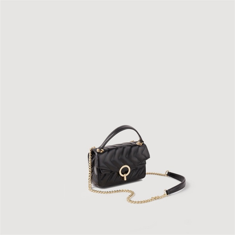 Sandro Plain leather Yza Mini Bag Black | SN-SDO64889