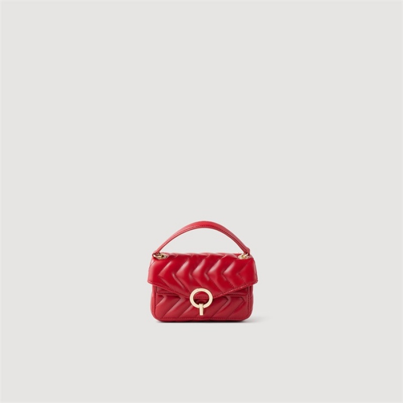 Sandro Plain leather Yza Mini Bag Red | SN-SDO64850