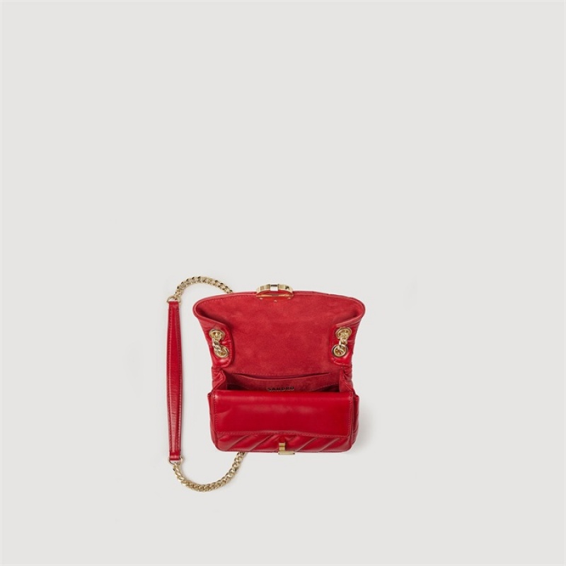 Sandro Plain leather Yza Mini Bag Red | SN-SDO64850