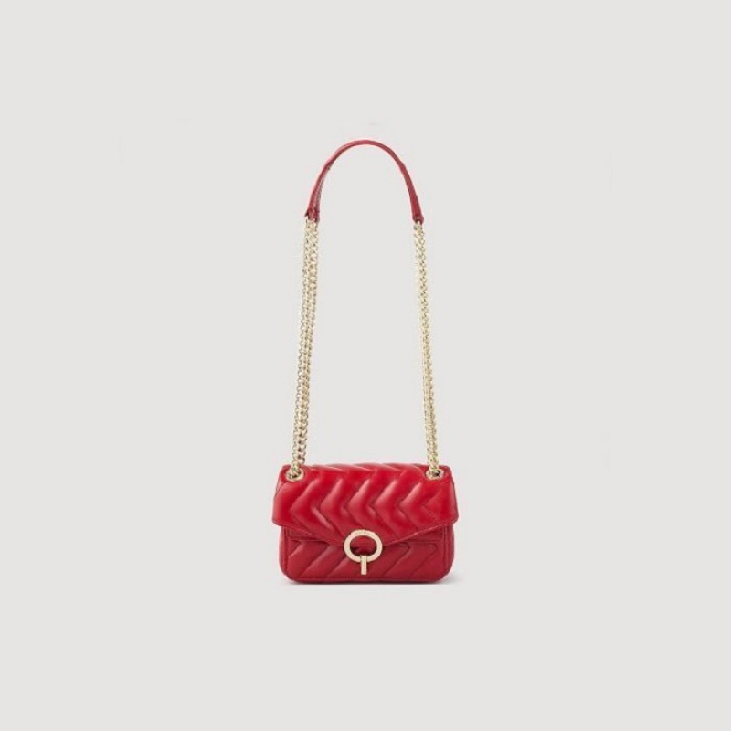 Sandro Plain leather Yza Mini Bag Red | SN-SDO64850