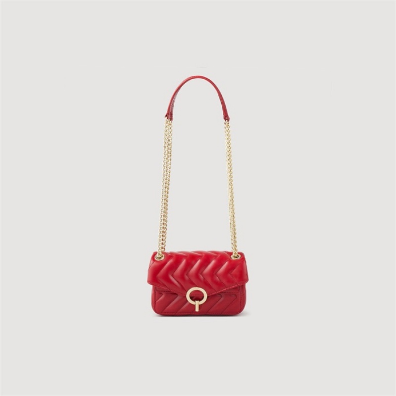 Sandro Plain leather Yza Mini Bag Red | SN-SDO64881