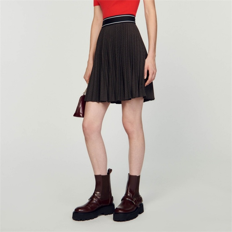 Sandro Pleated skirt Brown | SN-SDO64698