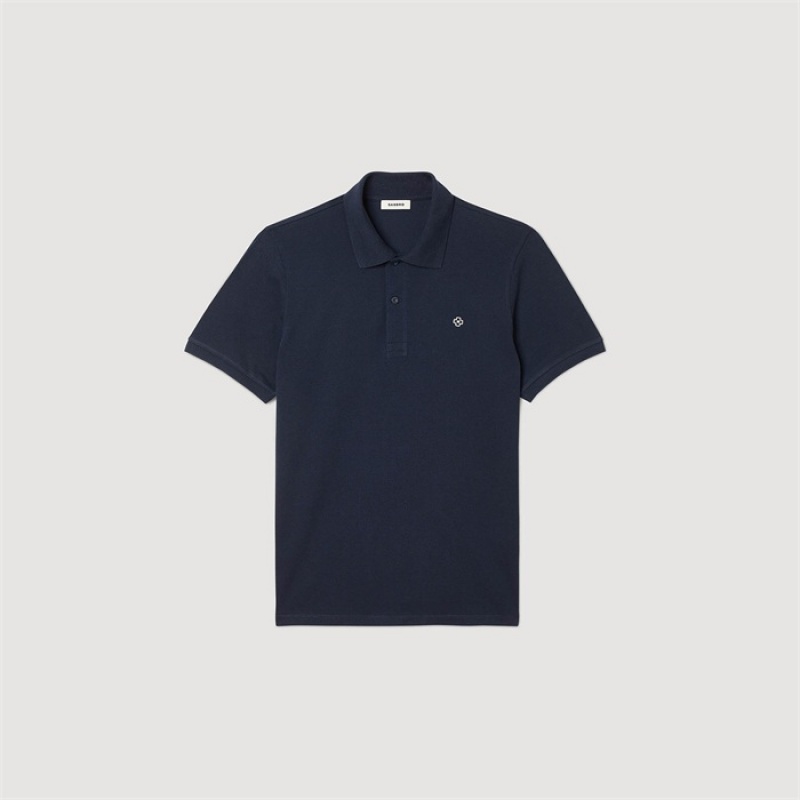 Sandro Polo shirt with Square Cross patch Navy Blue | SN-SDO65124